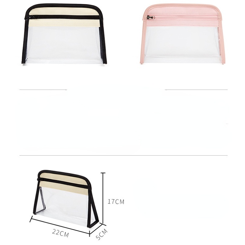 Túi Đựng Mỹ Phẩm Trong Suốt Có Khóa Kéo Chống Thấm Nước Phong Cách Nhật Bản