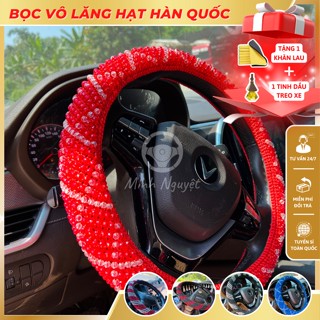 Bao tay vô lăng, bọc tay nắm xe ô tô, xe tải bằng Hạt cườm Hàn quốc chống mồ hôi tay