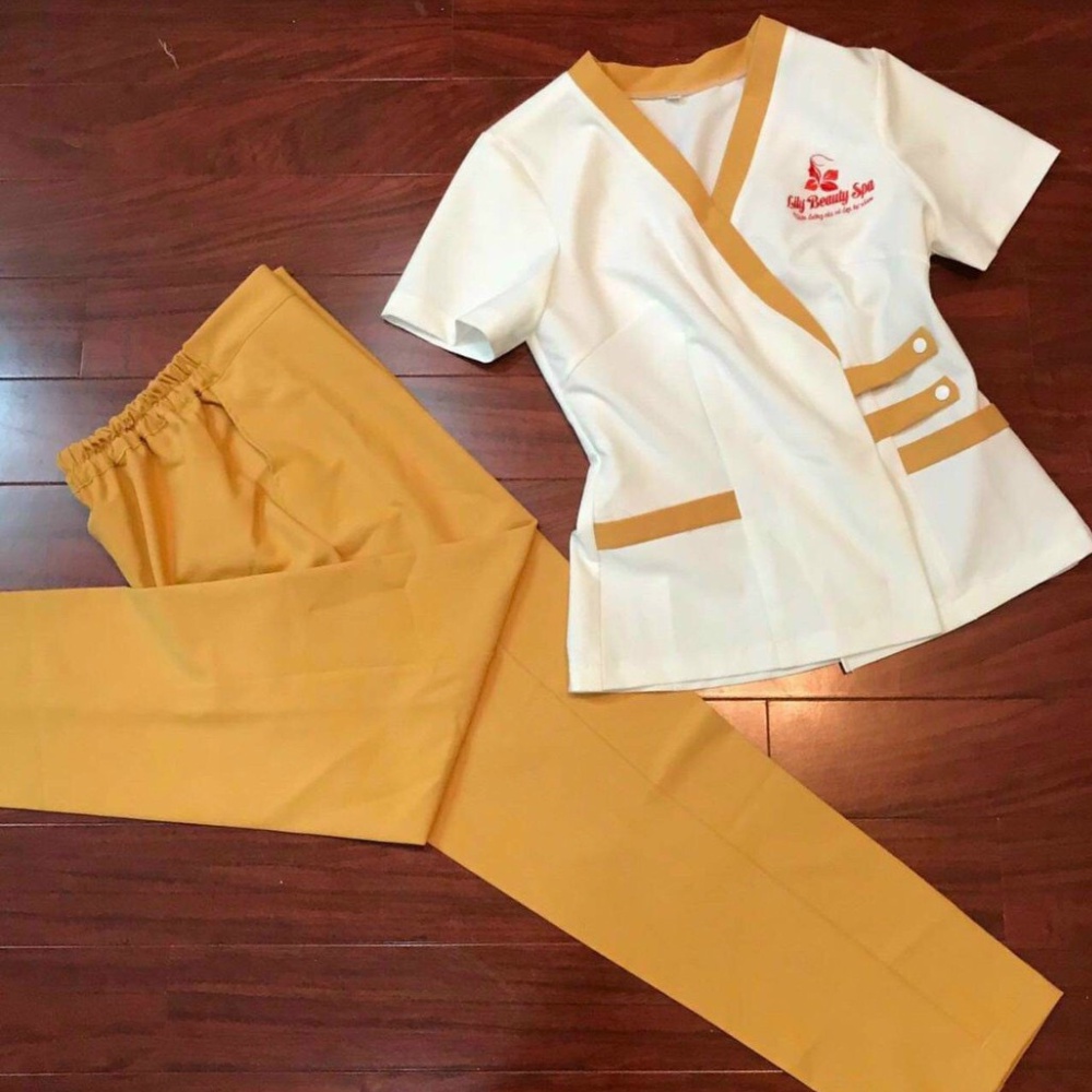 Đồng Phục Spa PHÚC HƯNG, Đồng Phục Thẩm Mỹ Viện, Chất Cotton Lạnh Hàng Loại 1, Thấm Hút Mồ Hôi