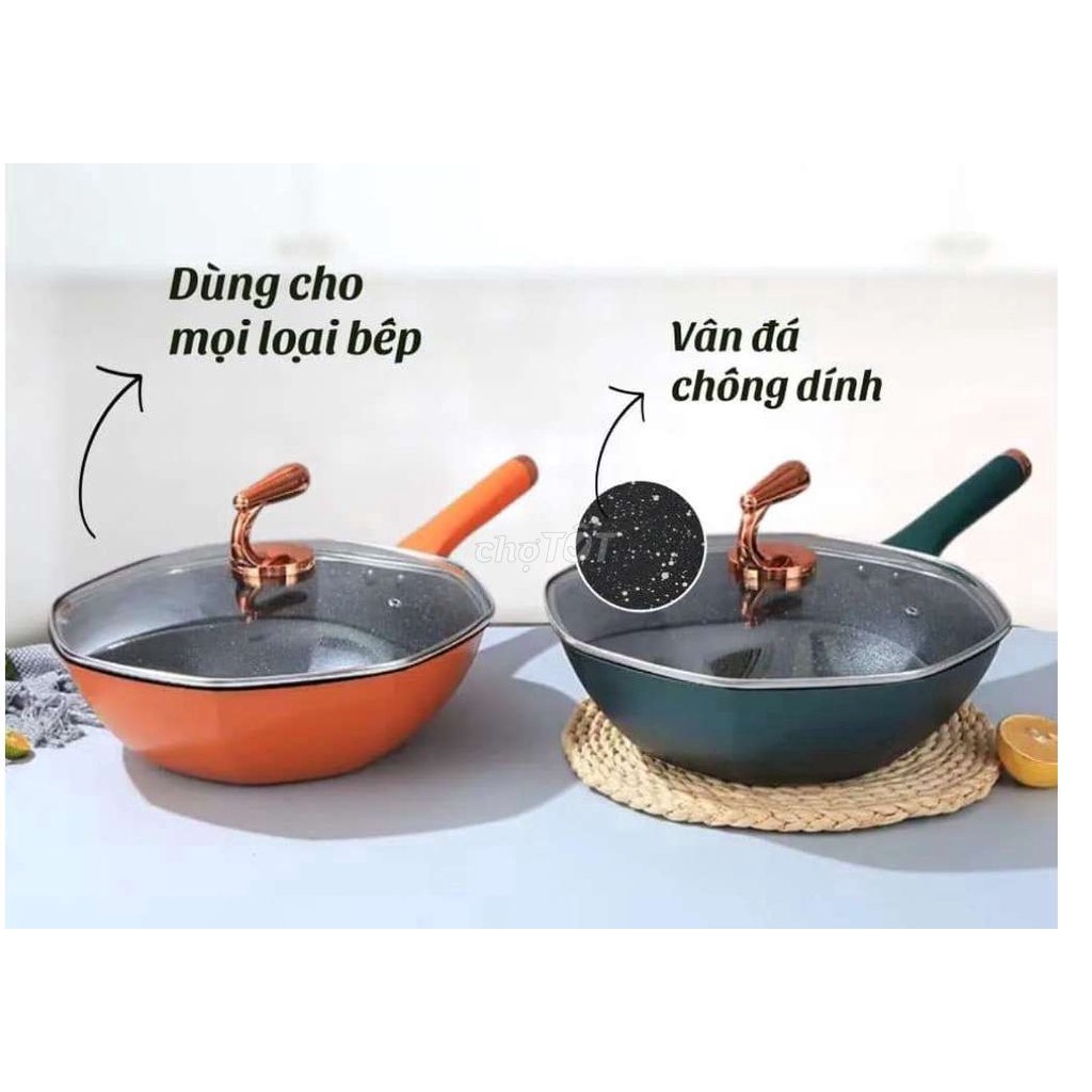 Mua (HÀNG CHẤT LƯỢNG CAO) Chảo chống dính 8 cạnh, chảo bát giác Hàn ...