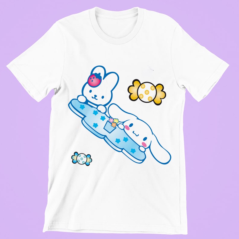 Áo Thun Hoạt Hình Cinnamoroll Thời Trang Unisex Nam Nữ