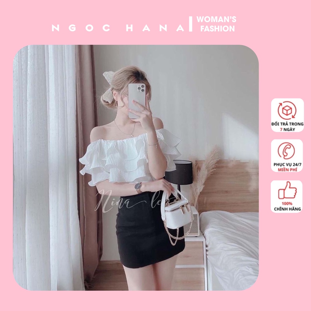 Áo Trễ Vai Bèo Tầng Hàng QC Dập Ly Cực Điệu Đi Tiệc Đi Chơi, Đi Biển Siêu Xinh NGOCHANA HA21