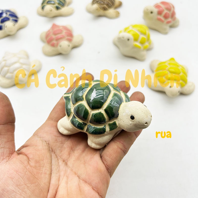 Rùa Baba bằng gốm tráng men làm tiểu cảnh trang trí cho hồ cá size 8 cm