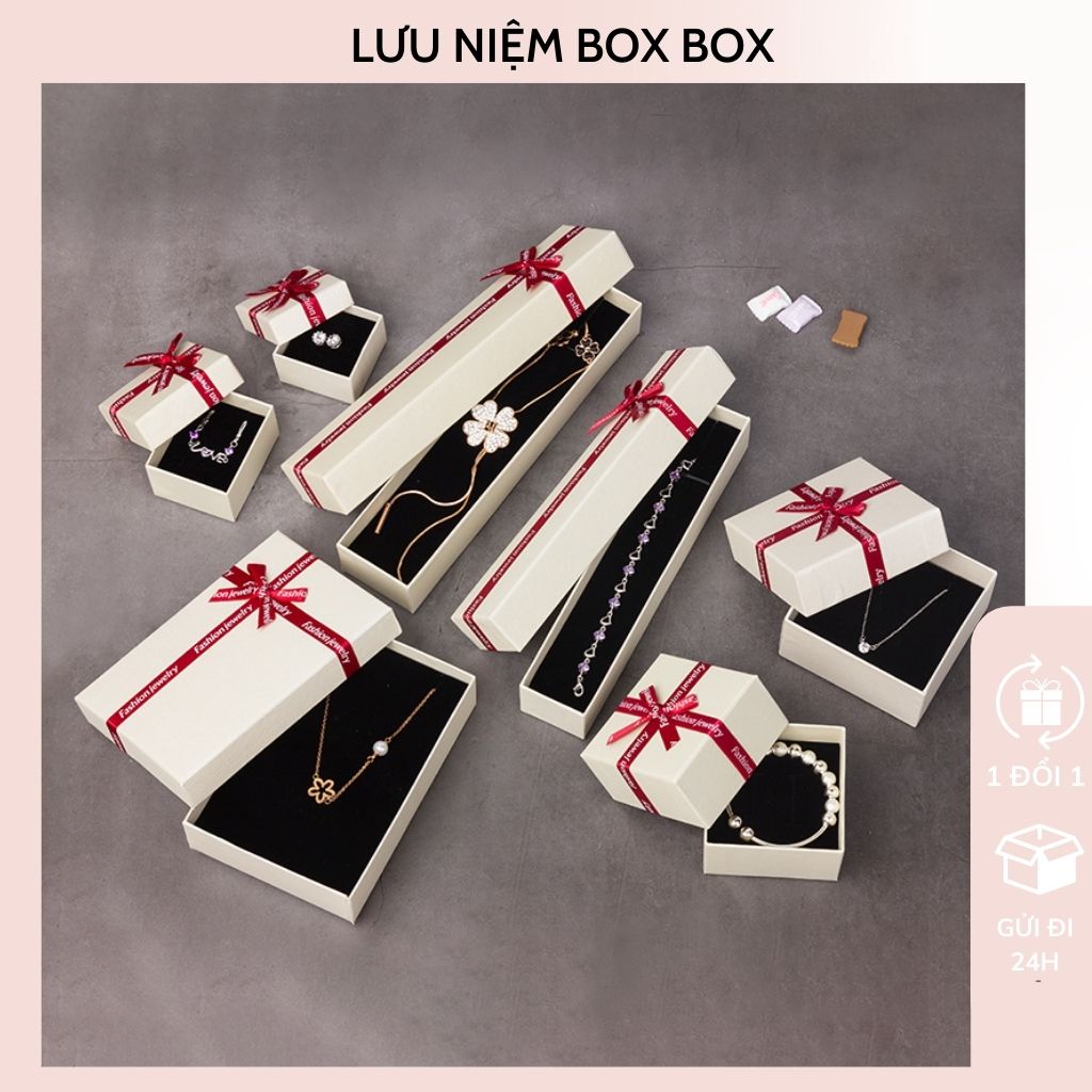 Hộp Qùa Tặng, Hộp Qùa Đựng Vòng Tay, Lắc Tay, Dây Chuyền, Khuyên Tai, Nhẫn, Hộp Quà Handmade Đựng Son Kèm Nắp, Nơ