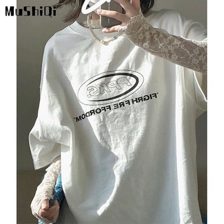 Áo Thun Nữ Tay Ngắn Dáng Rộng In Chữ Mushiqi