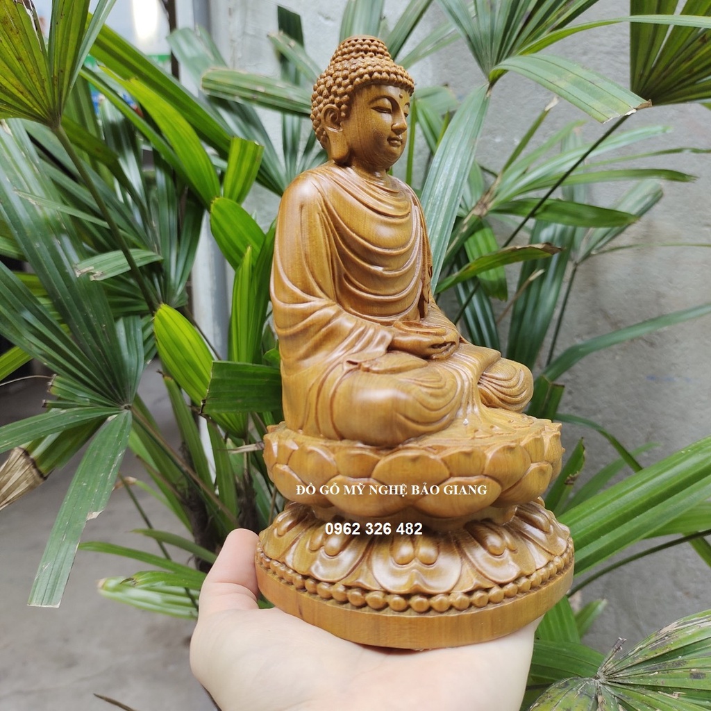 Tượng phật Thích Ca gỗ bách thơm cao 20 ngang 11 sâu 10 cm