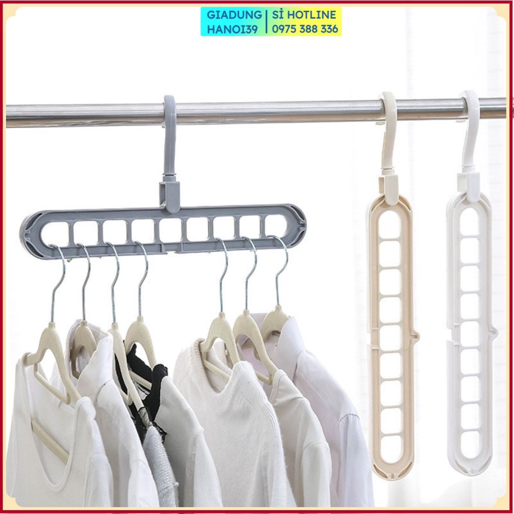 Móc Treo Quần Áo 9 Lỗ Tiết Kiệm Diện Tích, Móc Treo Đồ Đa Năng- 𝗚𝗜𝗔𝗗𝗨𝗡𝗚𝗛𝗔𝗡𝗢𝗜𝟯𝟵
