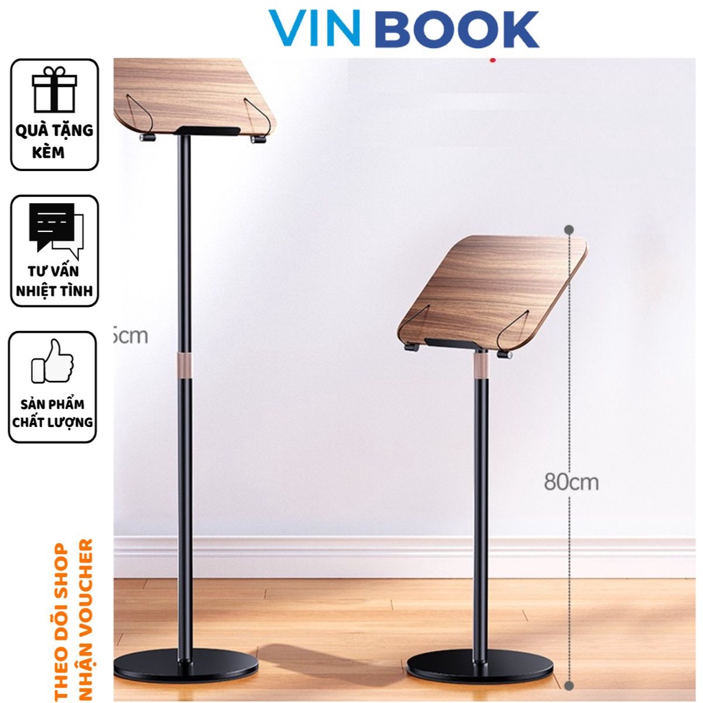 RC5 Giá kệ đỡ đọc sách dạng đứng có thể điều chỉnh độ cao, chất liệu hợp kim và gỗ, chân đế cố định Book Bracket