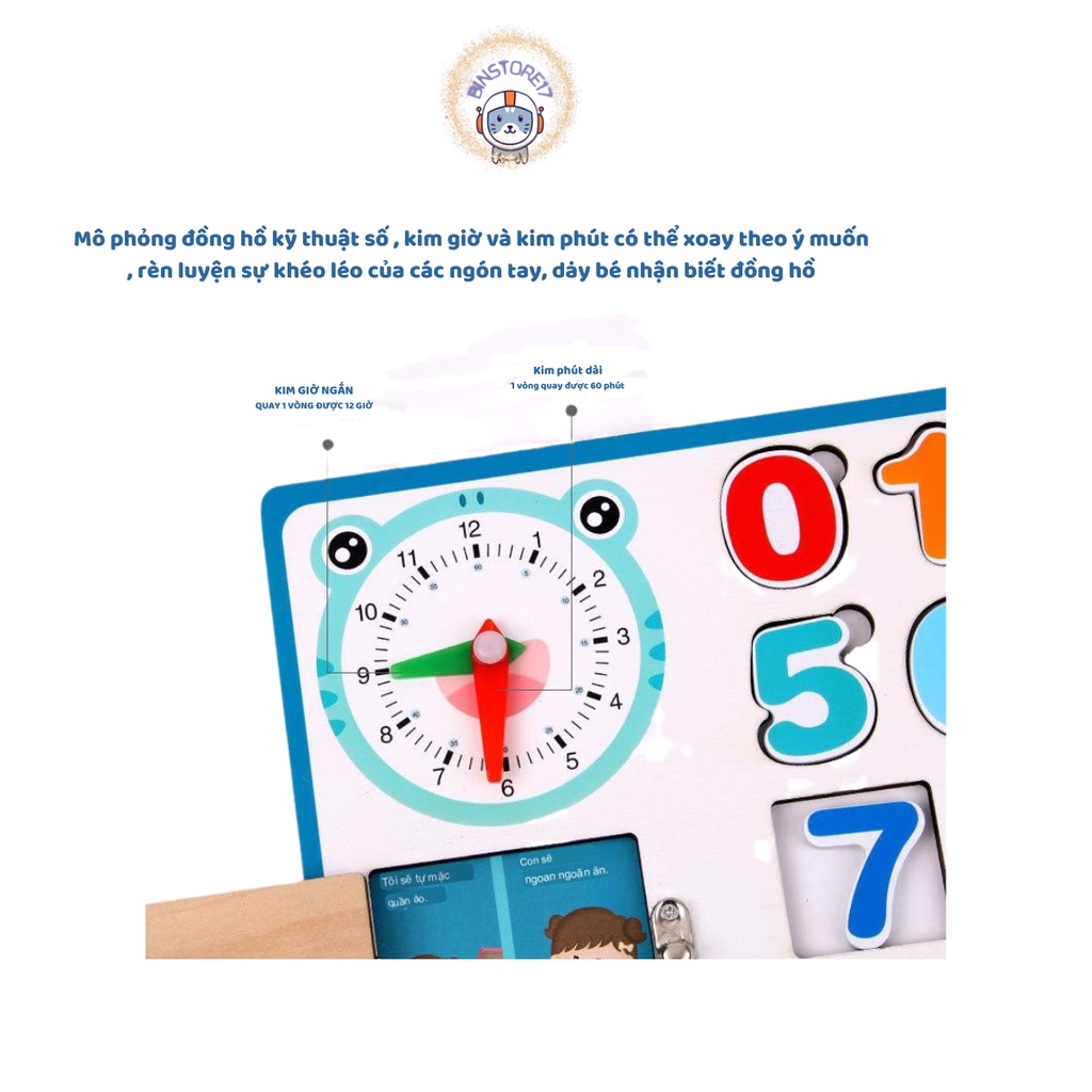 Bảng bận rộn Montessori kết hợp xếp hình , giáo dục sớm cho trẻ kỹ thuật số