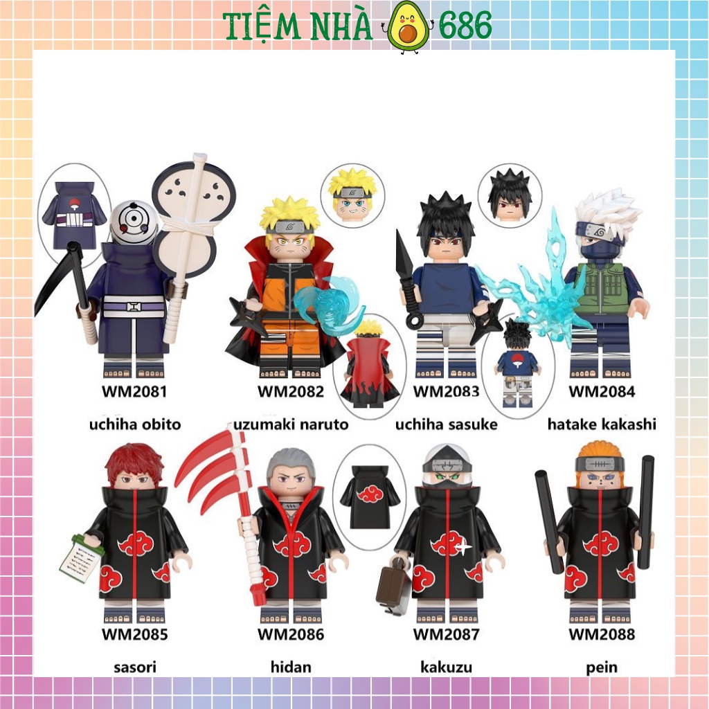 Mô hình lắp ráp nhân vật Naruto, đồ chơi lắp ráp mô hình nhân vật Naruto,Obito, Uchiha, Sasuke- Tiệm Nhà Bơ 686