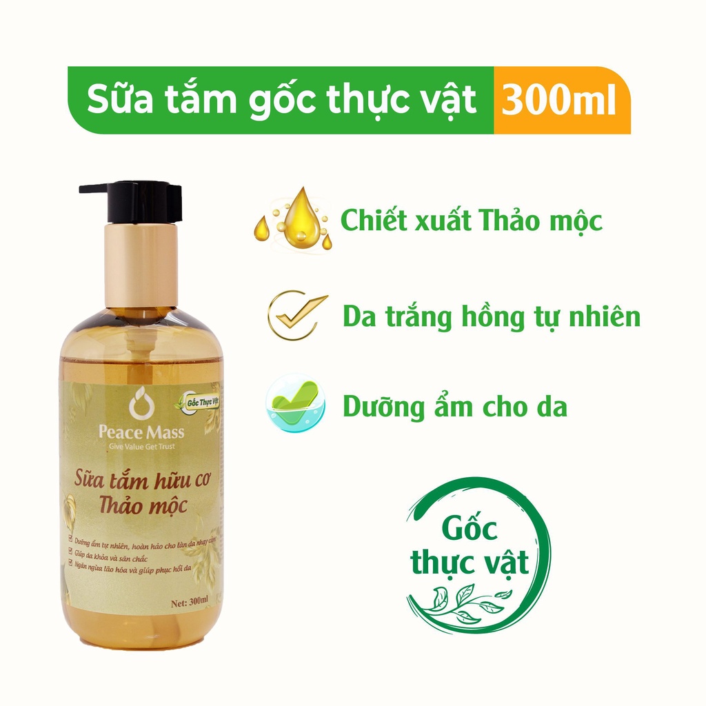 [Quà 14/2] [FREESHIP] Sữa Tắm Hữu Cơ Thảo Mộc Peace Mass 300ml