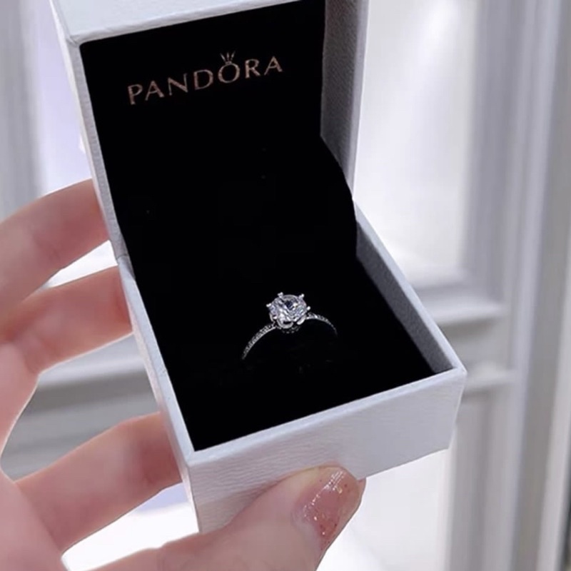 Nhẫn Pandora bạc sterling 925 vương miện đính đá lấp lánh full box