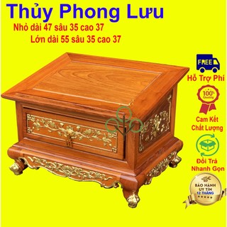 Bàn tụng đọc kinh trạm sen có ngăn kéo gỗ hương cỡ 47x35x37