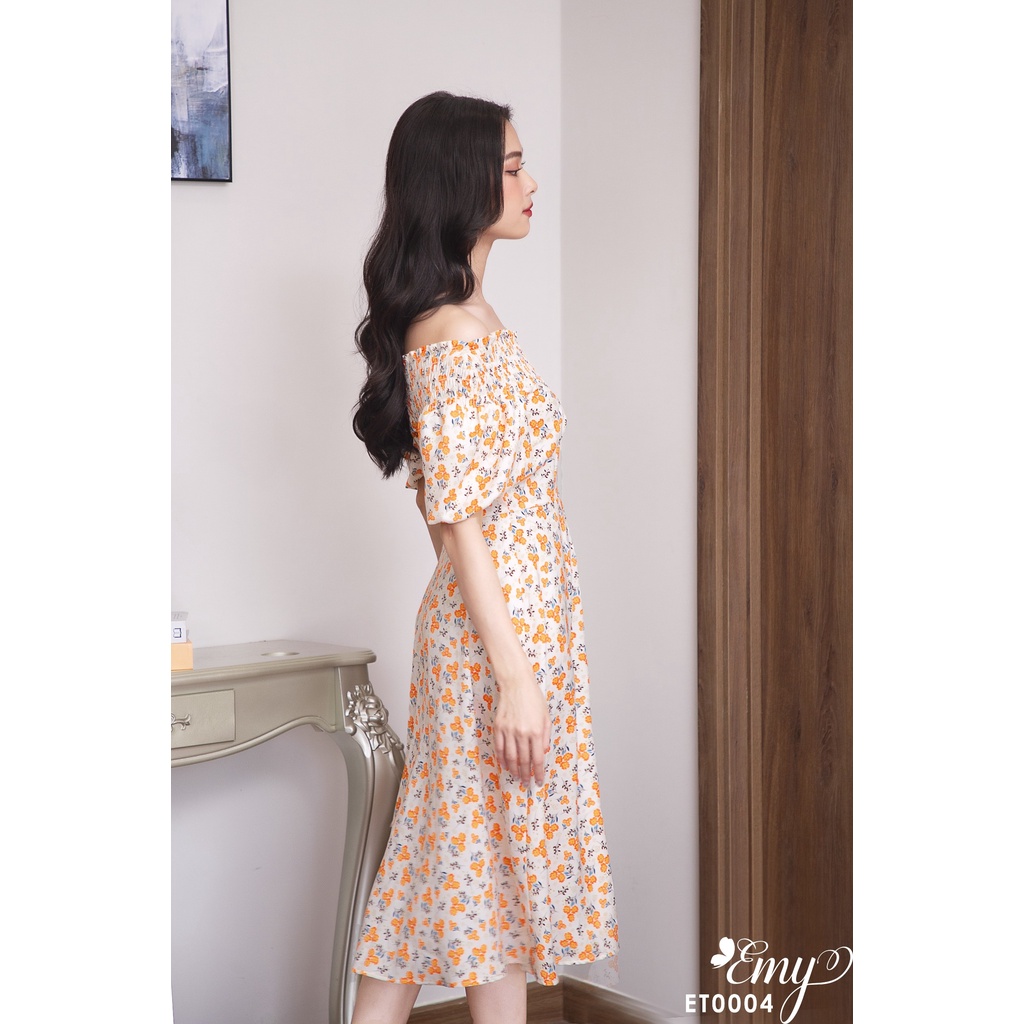 Đầm EMY ET0004 Xoè Tay Phồng Lụa Bảo Anh