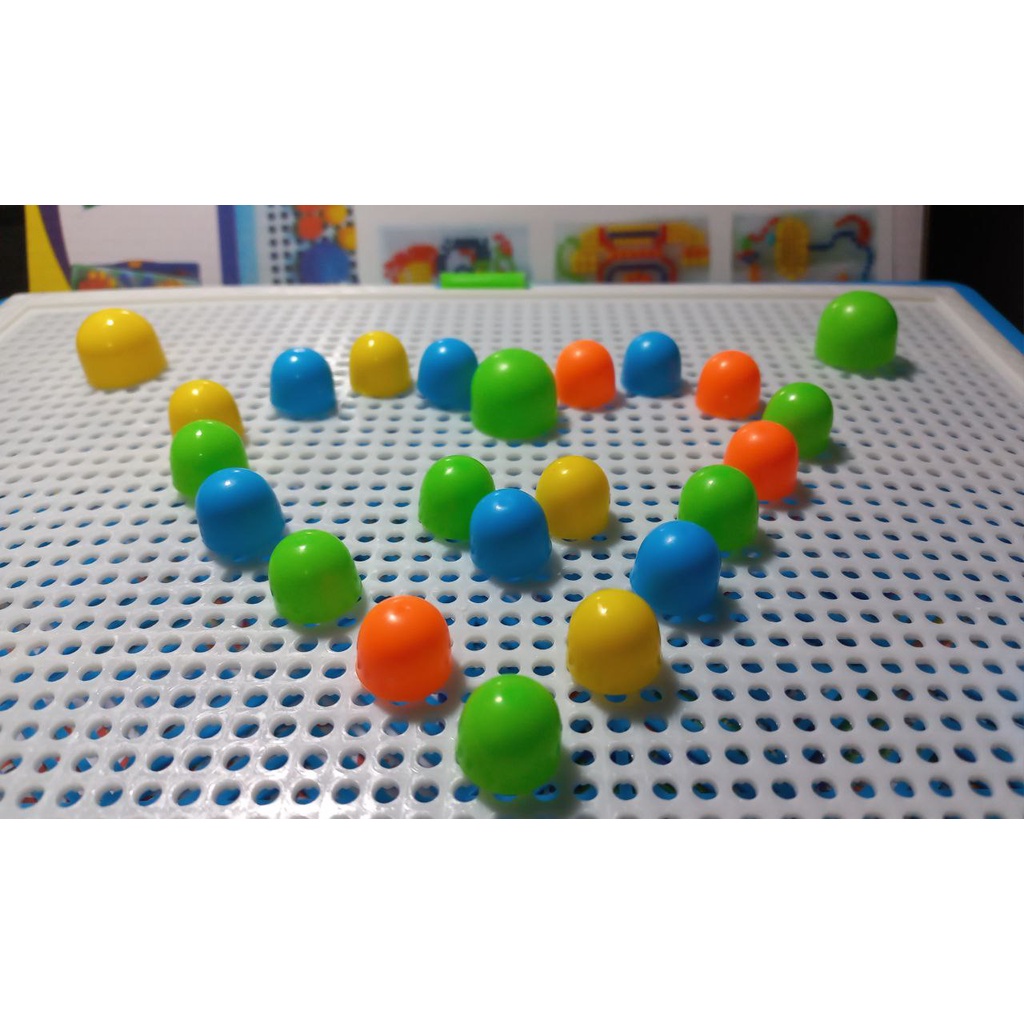 03028 Đồ Chơi Lắp Ghép Giáo Dục, Bộ Xếp Hình Nút Nấm Nhiều Màu Sắc, Bảng Gắn Hạt Size 28cm