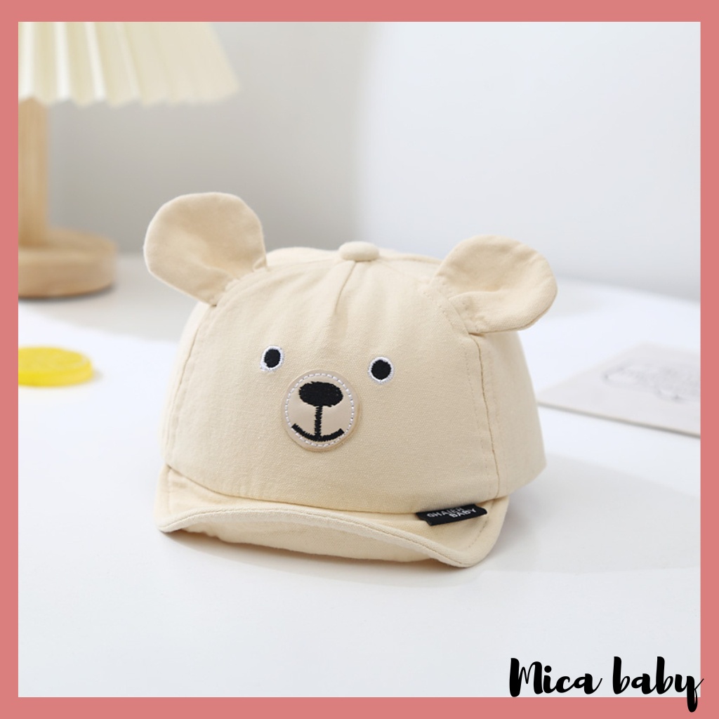Mũ lưỡi trai trẻ em hình mặt cún chất kaki có nấc điều chỉnh đáng yêu cho bé MH230 Mica baby
