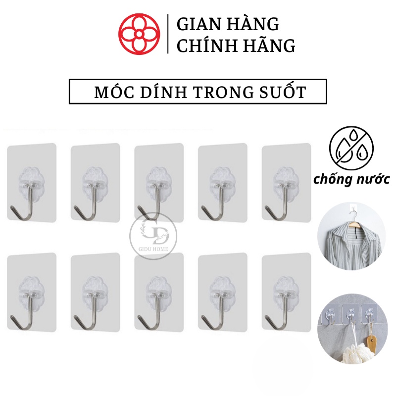 Móc dính trong suốt dính tường, móc dính đa năng - Việt Nhật Plastic HN