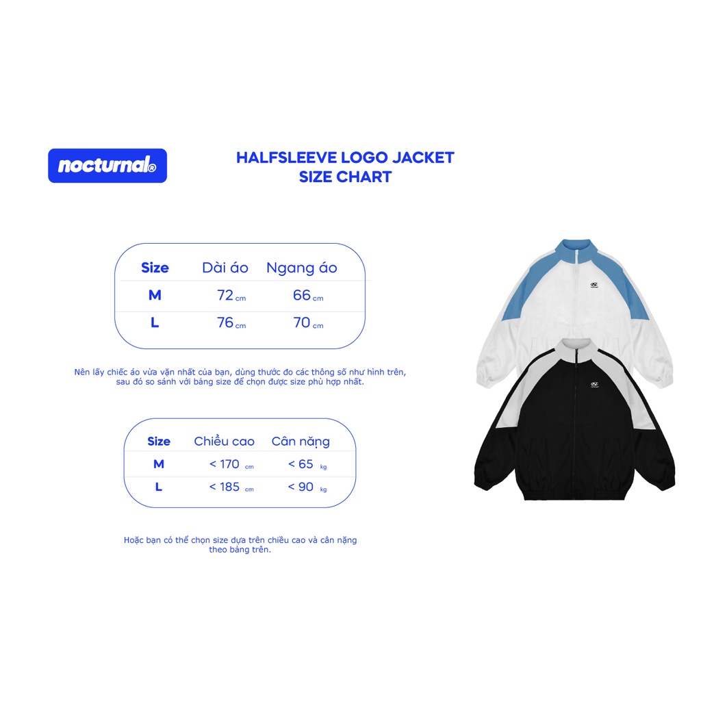 Áo Khoác Dù 3 Lớp NOCTURNAL Halfsleeve Logo Jacket Form Rộng Oversize Local Brand Nam Nữ Unisex