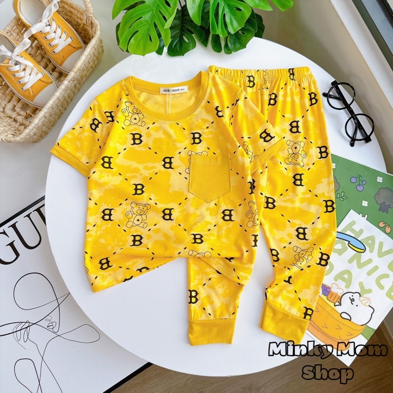Bộ TAY NGẮN QUẦN DÀI Sọc Visco Minkymom Cho Bé Trai Bé Gái (8-28kg) - Minkymomshop Ms059