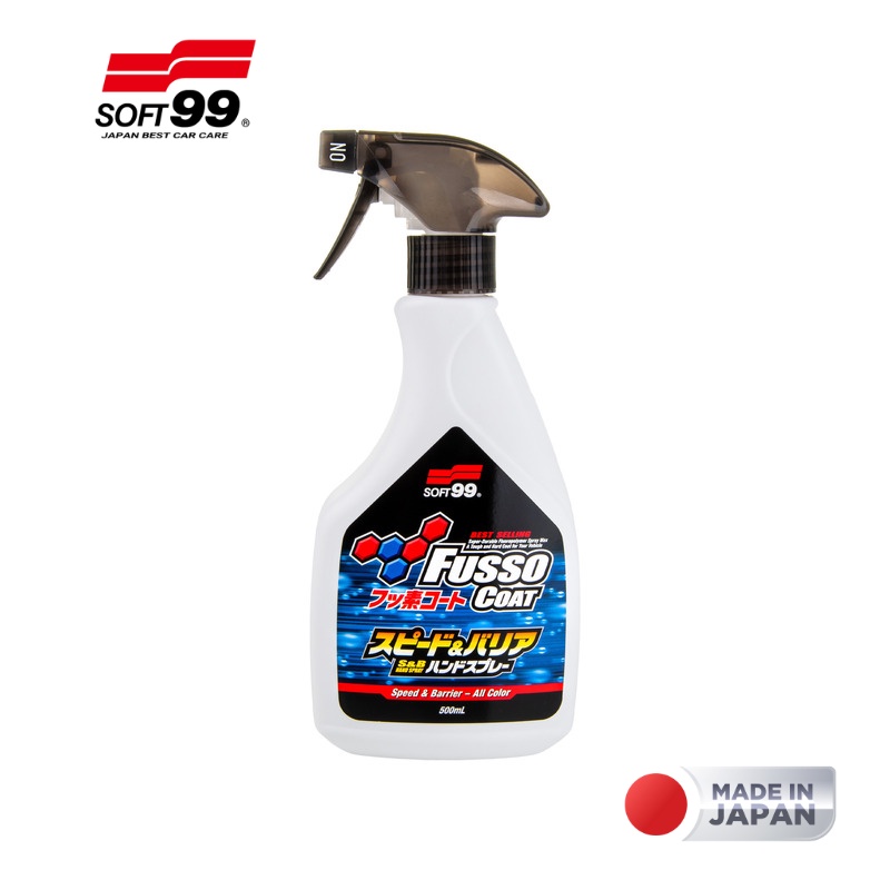 Chai Xịt Phủ Bóng Nhanh Sơn Xe Ôtô Độ Bền 6 Tháng Fusso Coat Speed & Barrier Hand Spray W-208 Soft99 500ml