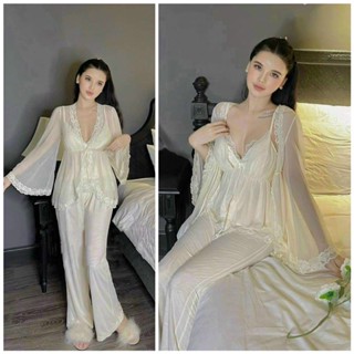 Set 3 món mặc nhà thun lưới dáng áo babydoll tiểu thư , quyến rũ ( kèm mút ngực)[ mã #18]