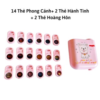 Máy Chiếu Mini, Đèn Chiếu Hoàng Hôn Trang Trí, 2 Thẻ Sinh Nhật, Có Đèn Led Dùng Làm Đạo Cụ Chụp Ảnh