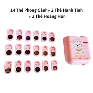 Máy Chiếu Mini, Đèn Chiếu Hoàng Hôn Trang Trí, 2 Thẻ Sinh Nhật, Có Đèn Led Dùng Làm Đạo Cụ Chụp Ảnh