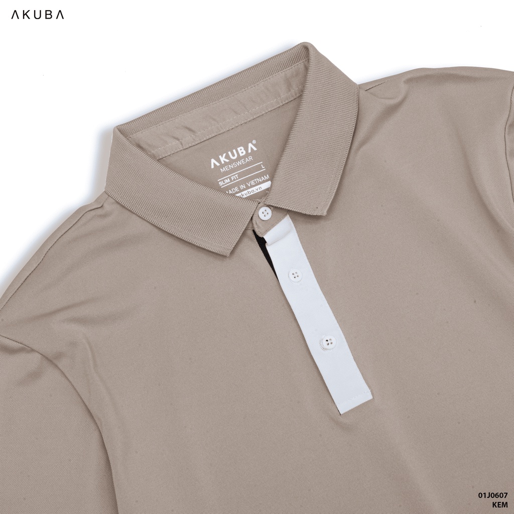 Áo polo nam vải cá sấu cotton AKUBA form slimfit, chất liệu thoáng mát, mềm mại, thấm hút mồ hôi tốt | 01J0607