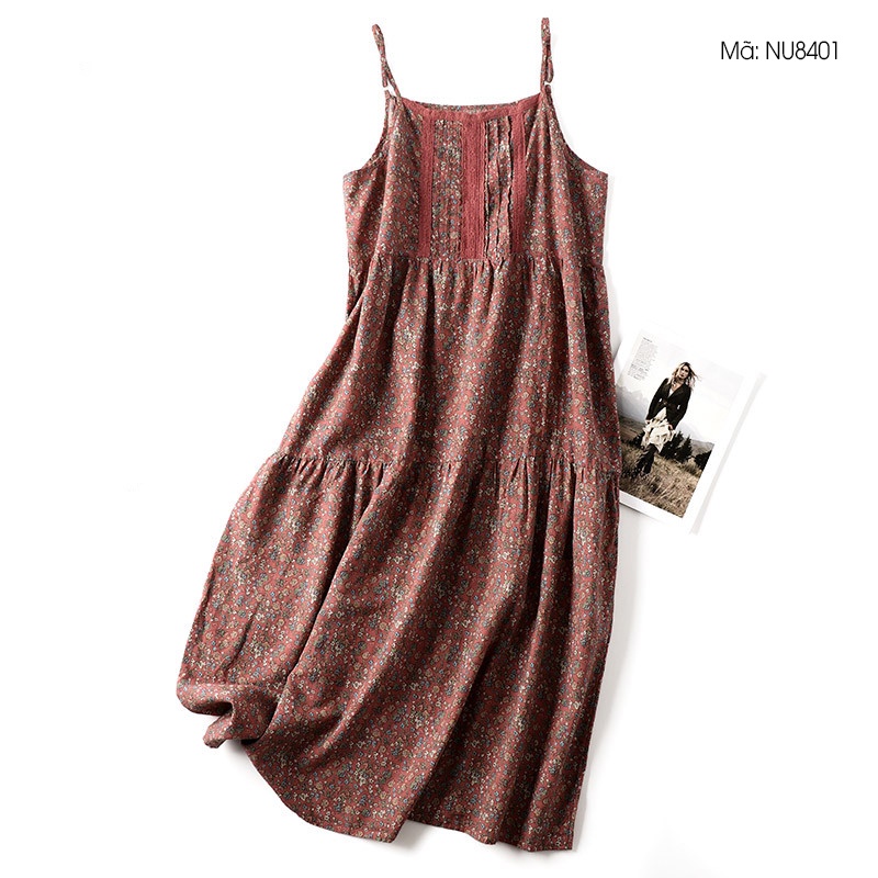 Đầm liền linen KAMAKA sát nách Morigirl in hoa liti - NU8399