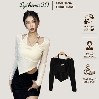 Áo thun croptop tà nhọn Lyihome chất thun borip cực đẹp