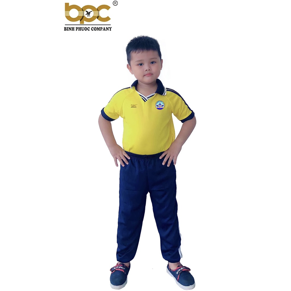 Bộ thể dục học sinh màu vàng, đồng phục thể dục đi học.