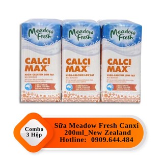 1 Lốc 3 Hộp Sữa Tươi Tiệt Trùng Canxi Ít Béo Meadow Fresh 200ml