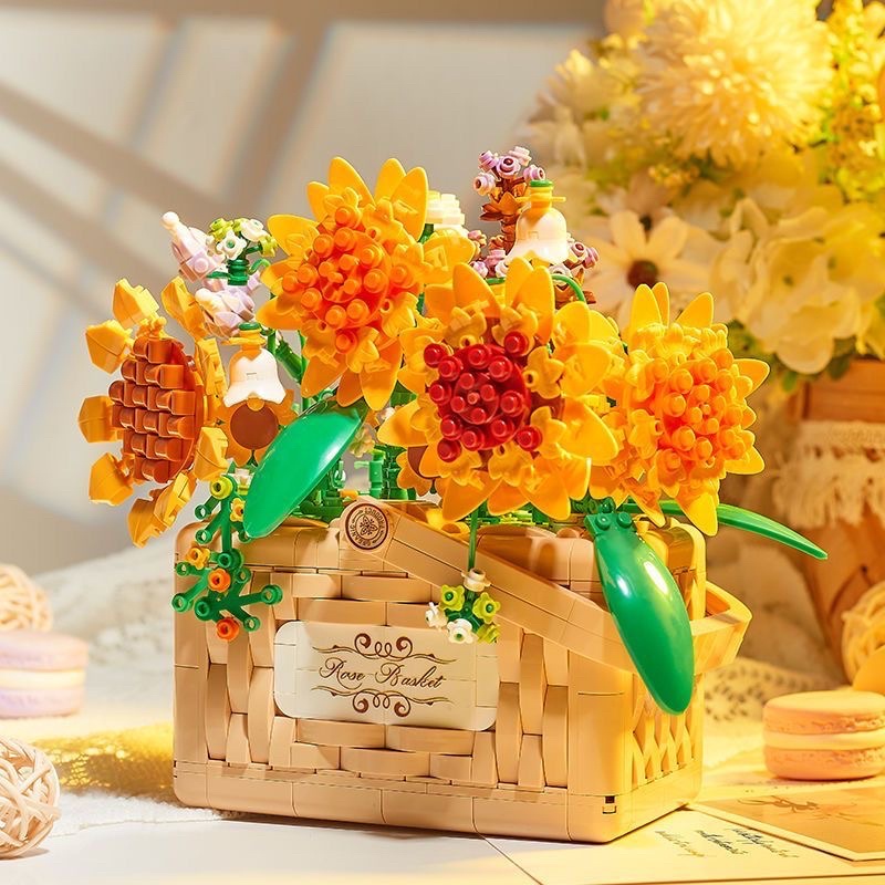 Đồ chơi xếp hình Legogi GIỎ HOA xinh quà tặng bạn gái mô hình trưng bày trang trí decor phòng