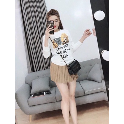 Áo Thun Nữ Tay Dài Hình Gấu Chất Dày Dặn Cao Cấp ÁO THUN TAY DÀI NỮ