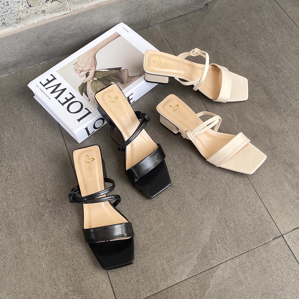 Min's Shoes - Guốc Sandal Quai Da Gót Vuông Cao Cấp S472