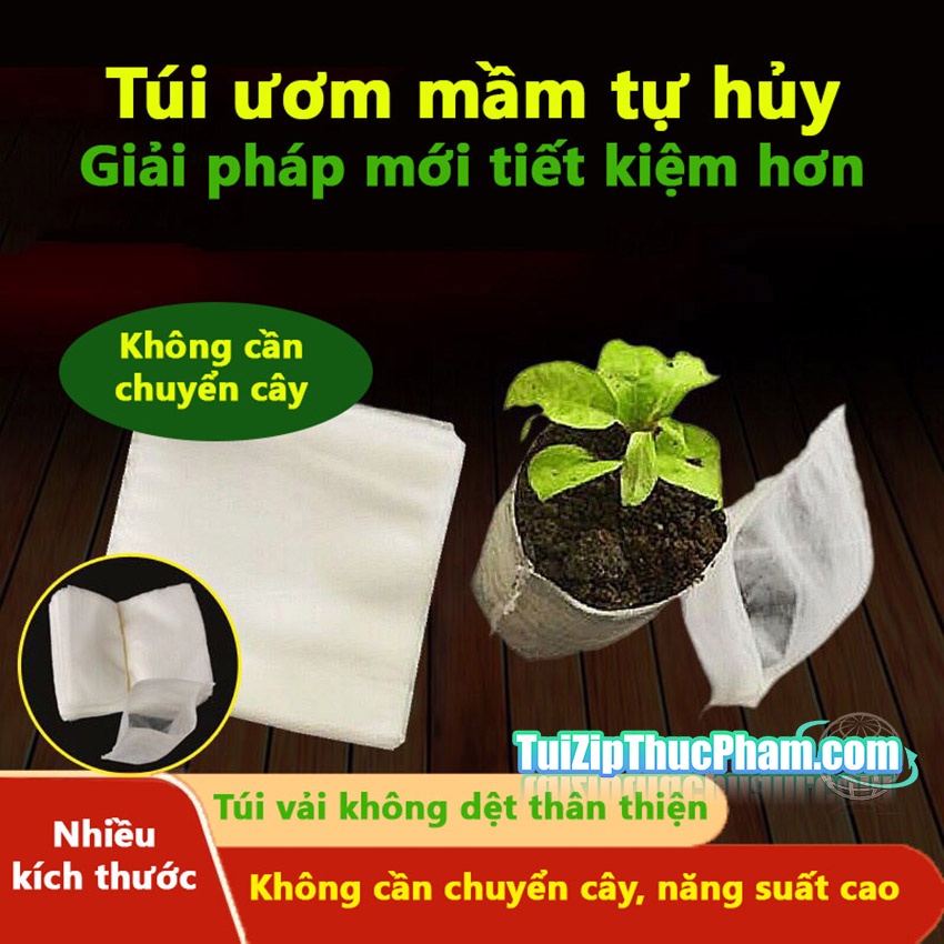 Túi ươm mầm, bầu ươm giống cây trồng tự tiêu, vải không dệt thoáng khí, không di chuyển cây 100 túi