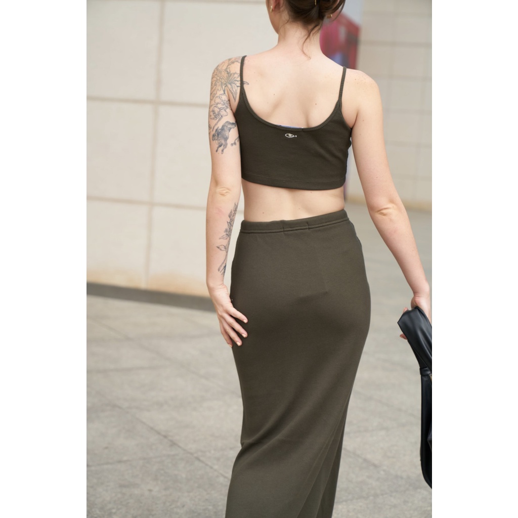 TheBlueTshirt - Áo Hai Dây Nữ Màu Xanh Olive - The Eyeconic Scoop Bra - Dark Olive
