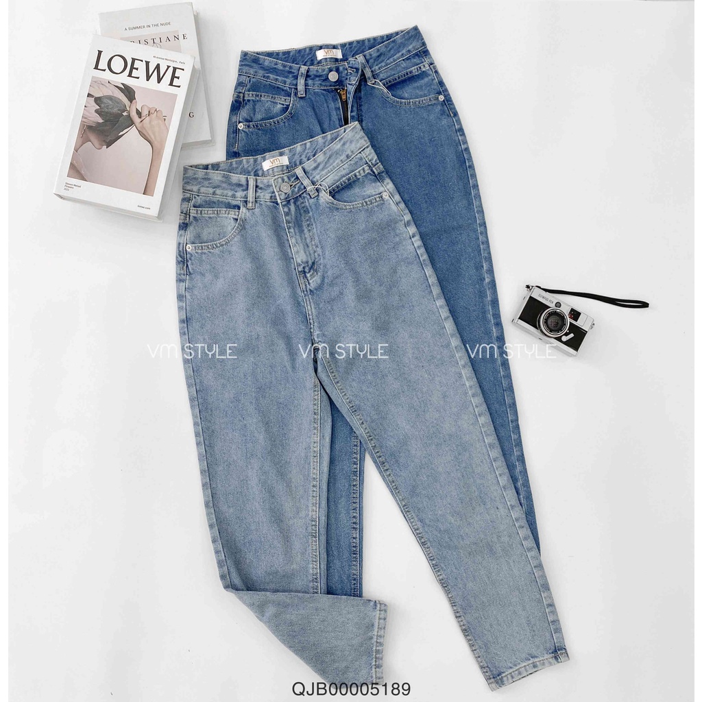 Quần jean baggy nữ VM Shop lưng cao (không co giãn), form đẹp đi học ulzzang N136 Đ146 QJB00005