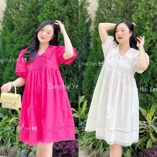 Váy Mira xuông babydoll tay bồng viền ren chun ngực tiểu thư chất thô lạnh ít nhăn