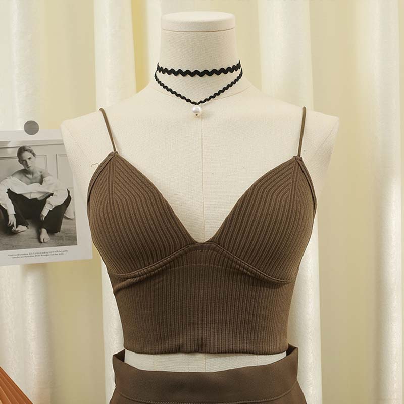 Áo Bra Nữ Tăm Hai Dây Mảnh Có Đệm Đẩy Ngực Co Giãn Mềm Mịn Thời Trang Sugal TOP NU 063V2