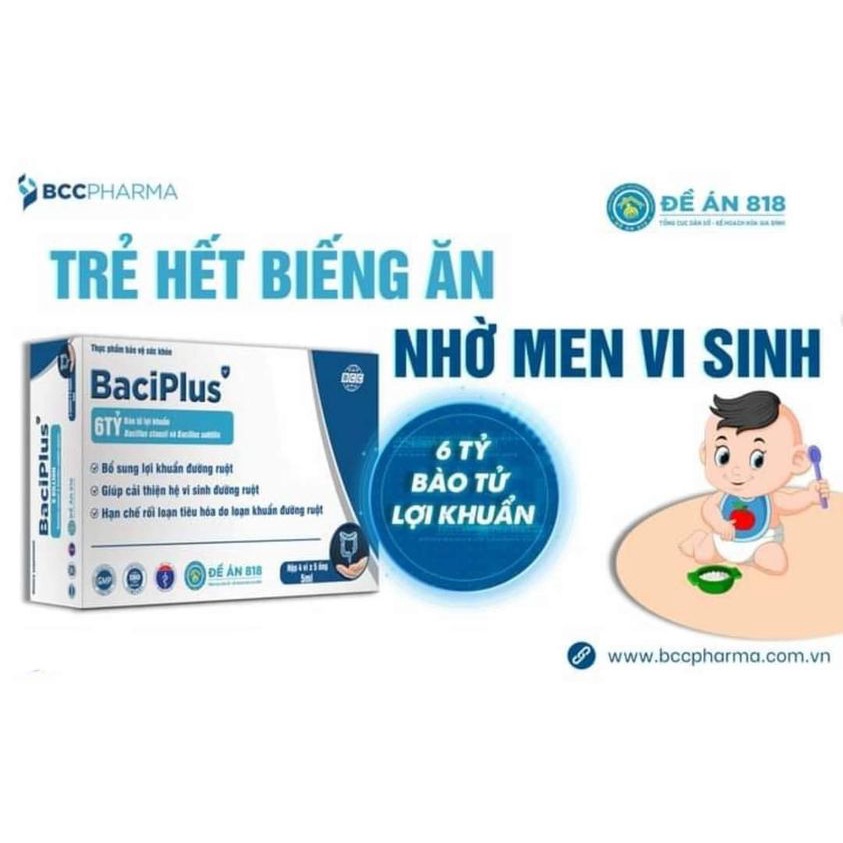 [Mã BMLTA10 giảm đến 10K đơn 149K] Men vi sinh BaciPlus hỗ trợ bổ sung lợi khuẩn, cải thiện tiêu hóa (hộp 20 ống)