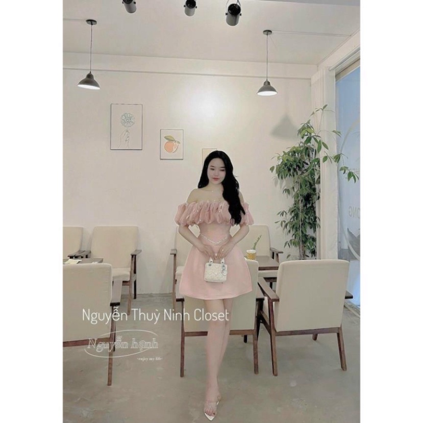 (Fom: <55kg)Đầm Hồng Bẹt Bèo Phồng Viền Ngọc  Đầm Bẹt Vai Bo Eo Tôn Vai Và Eo Bo Chun, Đầm Bo Phồng Loe Nhẹ Tiểu Thư Jl4 | BigBuy360 - bigbuy360.vn