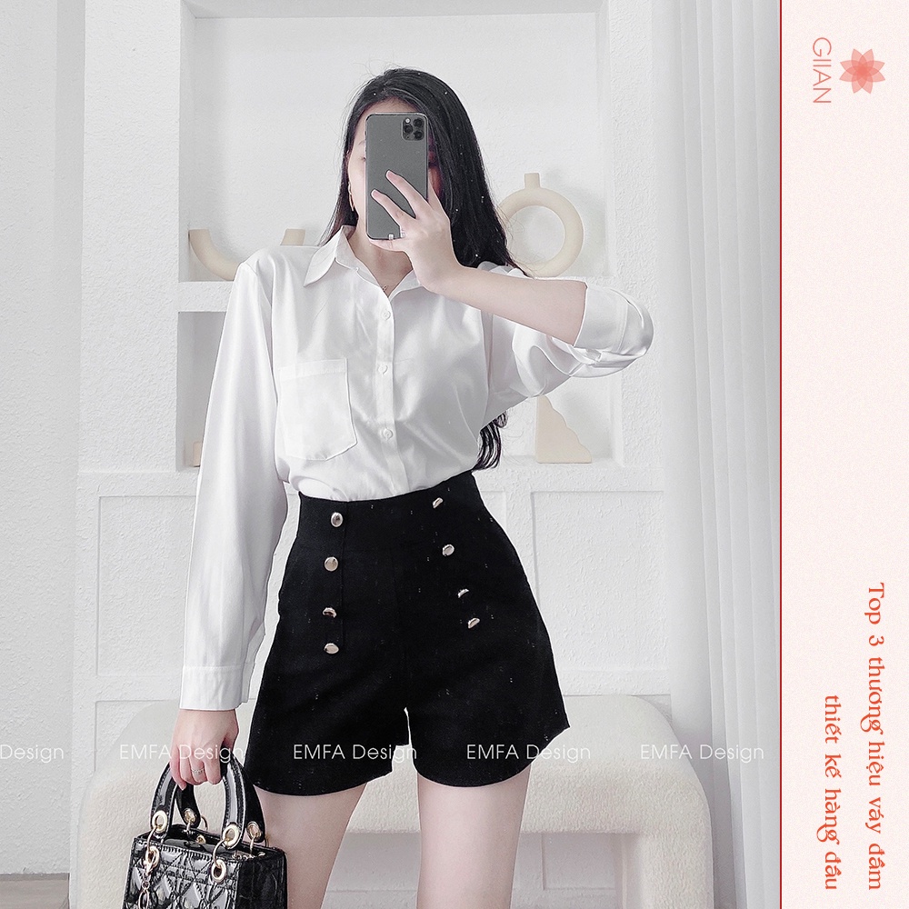 Áo sơ mi tay dài dáng suông thiết kế túi ngực chính hãng Giian - TSM04