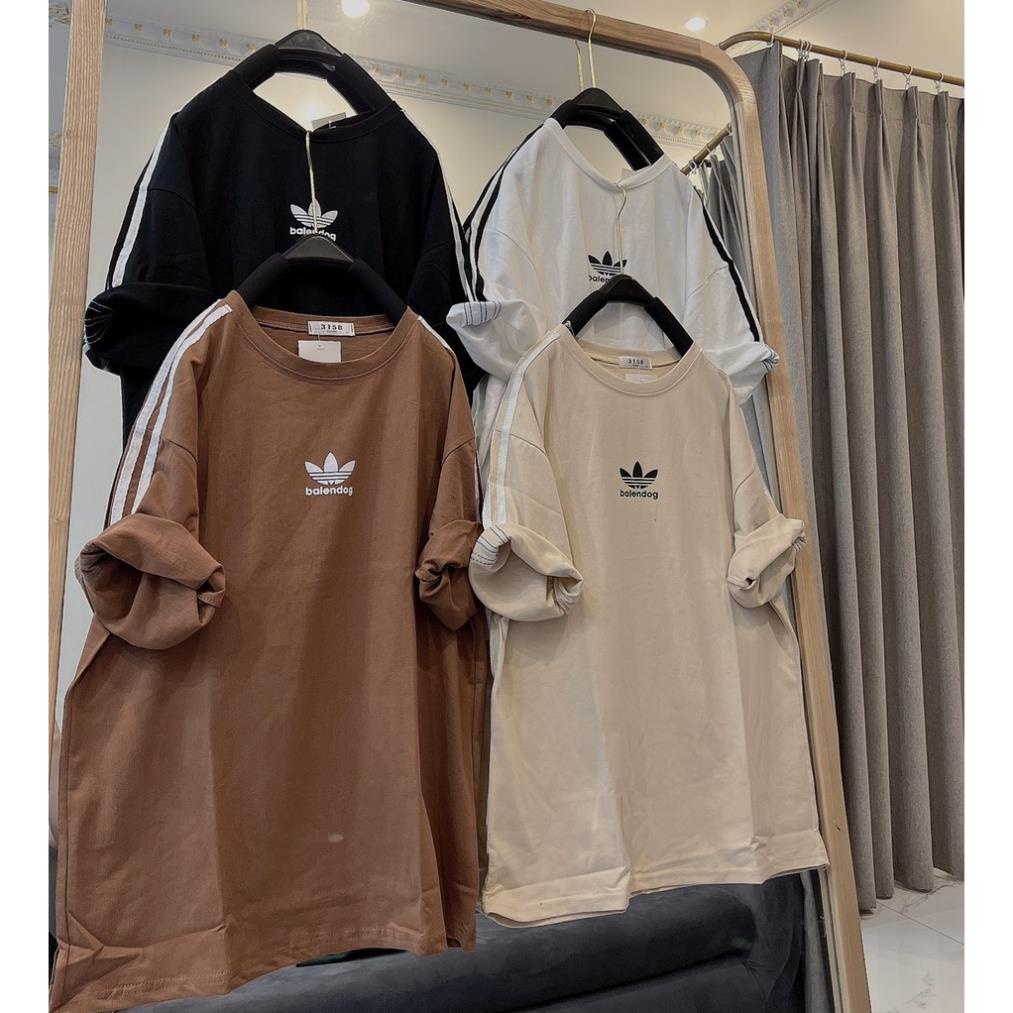 Áo Phông 3 Sọc Nam Nữ 3158 Dáng Rộng Chất Cotton Khô Sọc Da,s - Áo Thun Unisex Cổ Tròn Bigsize