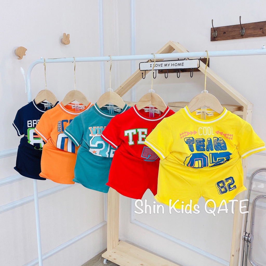 Full Size  Bộ Cộc Tay Thể Thao Thun Lạnh Phối Bo Dệt Dành Cho Bé