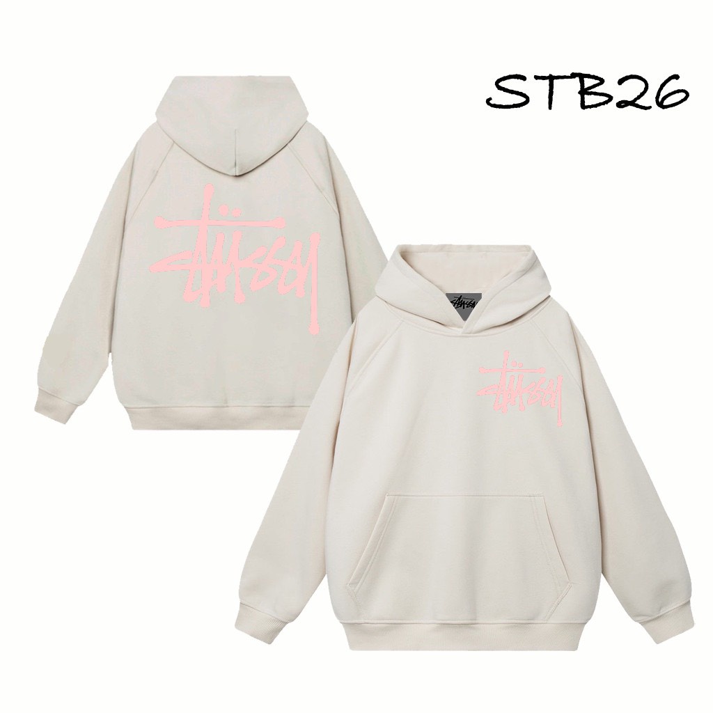 Áo Hoodie Stussy chữ hồng - chất nỉ bông Hàn, dáng rộng, nam nữ đều mặc được (Unisex) | BigBuy360 - bigbuy360.vn