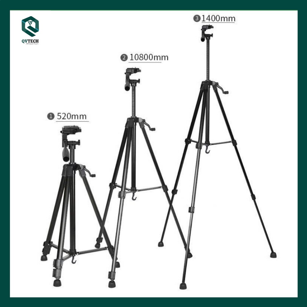 Tripod Điện Thoại Chân Máy Ảnh, Quay Phim Weifeng WT 3520 Khung Nhôm Cao Cấp, Chính Hãng Đầy Đủ Phụ Kiện Đi Kèm