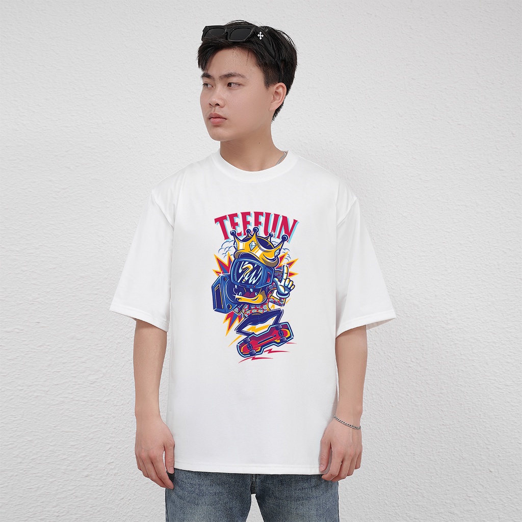 Áo Thun Unisex Crown TEEFUN (Có size trẻ em, Tay ngắn và Tay lỡ) Cotton 040