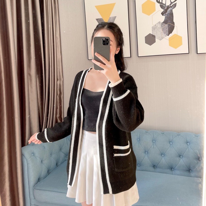 Áo Cadigan Thiết Kế Viền Phong Cách Hàn Quốc