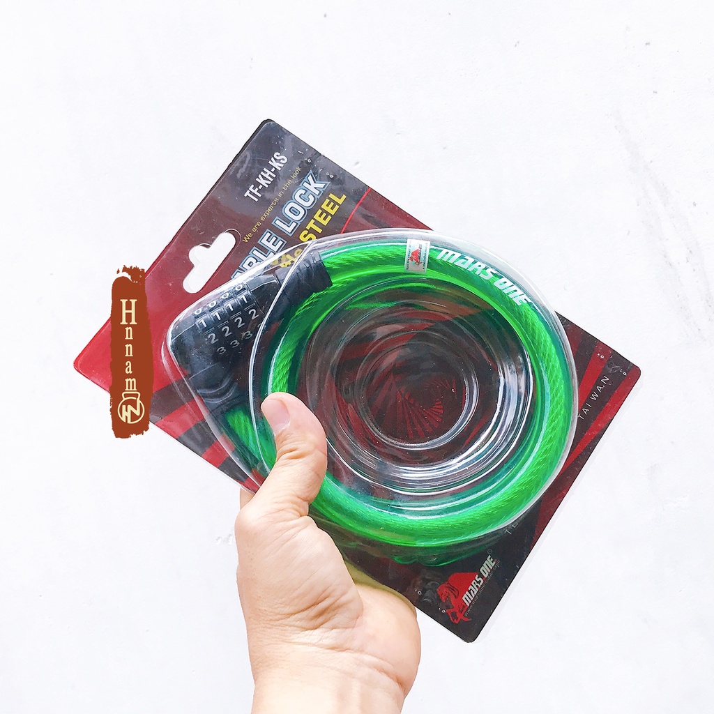 "Dây Khóa 4 số cao cấp MARS ONE TAIWAN - Chống trộm xe đạp, xe máy, xe đạp điện với ống nhựa cáp chất lượng cao và bao P